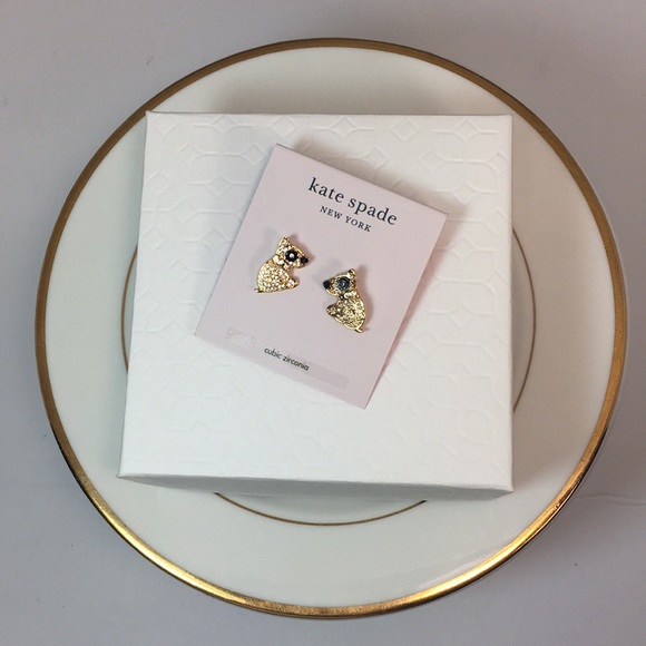 💛NWT KATE SPADE/GOLD MILO DOG EARRINGS W ZIRCONIA - Picture 6 of 15